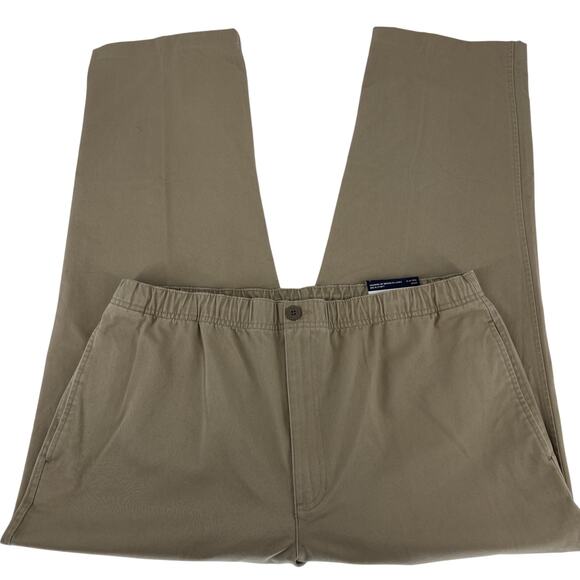 Lands' End Men's Traditional Fit Pants Flat Front Tan Large (36 / 38) Chino NWT - Picture 3 of 14